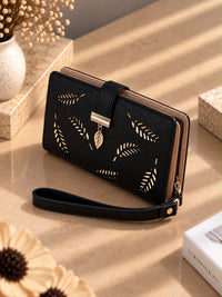 Pochette Soirée Cuir Feuille Dorée - Cordane