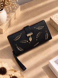 Pochette Soirée Cuir Feuille Dorée - Cordane